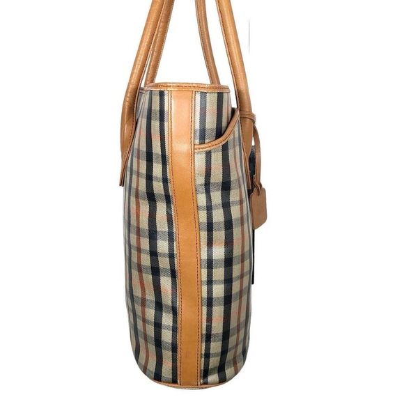 Authentic DAKS London Check Pattern Tan Tote Bag - Picture 5 of 14